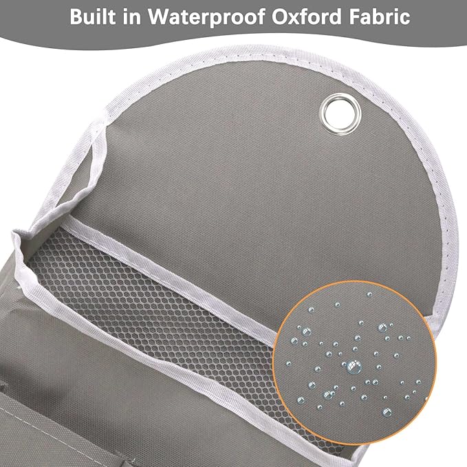 2 Pack Wall Hanging Storage Bag with Pockets, Locker Organizer Basket with Sticky Hook, Fabric Wall Organizer, Waterproof Hanging Bag for Closet Door Bedroom Bathroom Office Home Kitchen(Grey)