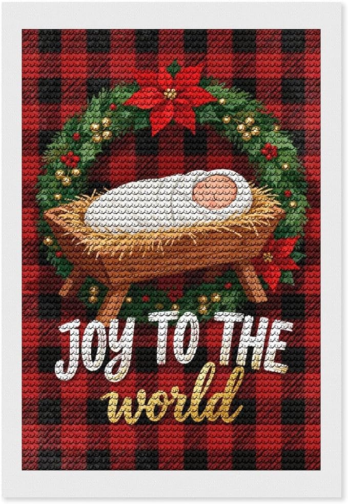 AIVKIEJK Diamond Painting Kits for Adults - Faith Christmas World Joy Painting DIY 5D Full Drill Diamond Dots Paintings with Diamonds Gem Art and Crafts Home Decor 8"x12"