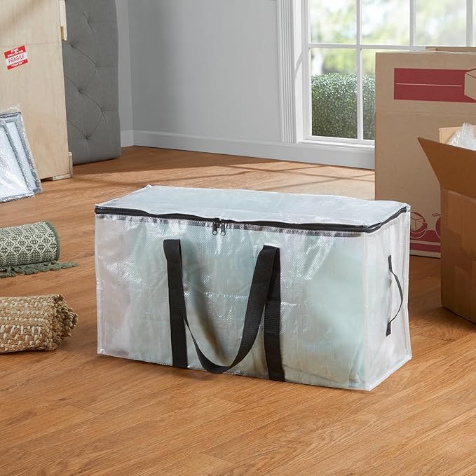 Clear Heavy Duty 20 Gallon Storage & Moving Bag, Large Reusable Organizer for Home Moving and Space Saving