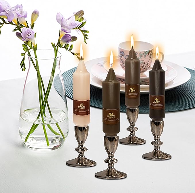 5 inch Cute Taper Candles Stick Unscented Tapered Candles 4 Pack Gradient Coffee Candlesticks for Wedding Party Home Décor