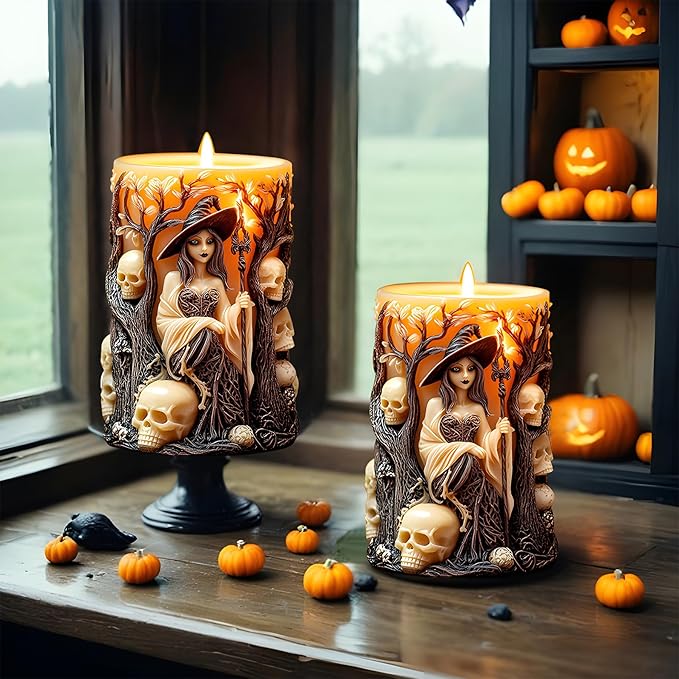 Witch Candle Silicone Molds Resin Casting Mould for for DIY Halloween Candles Polymer Clay Crafting, Home Décor, and Gifts
