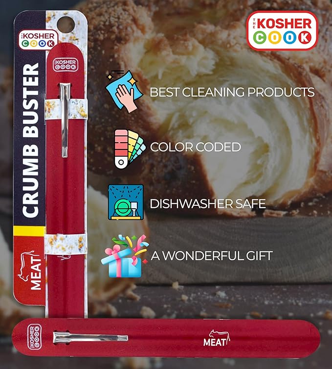 The Kosher Cook Meat Red Crumb Buster Quick and Efficient Metal Crumb Remover Dust of Tables and Countertops for Quick Cleaning, Color Coded Kitchen Tools