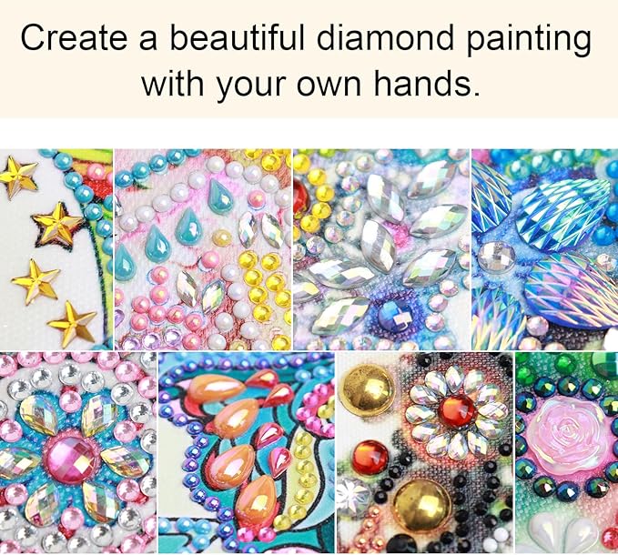 antor Christmas Diamond Painting Kit, 5D Special Shape Diamond Art for Adults, Reindeer Pulling Sleigh at Night DIY Crystal Rhinestones Diamond Painting, Holiday Wall Decor, Winter Home Decoration