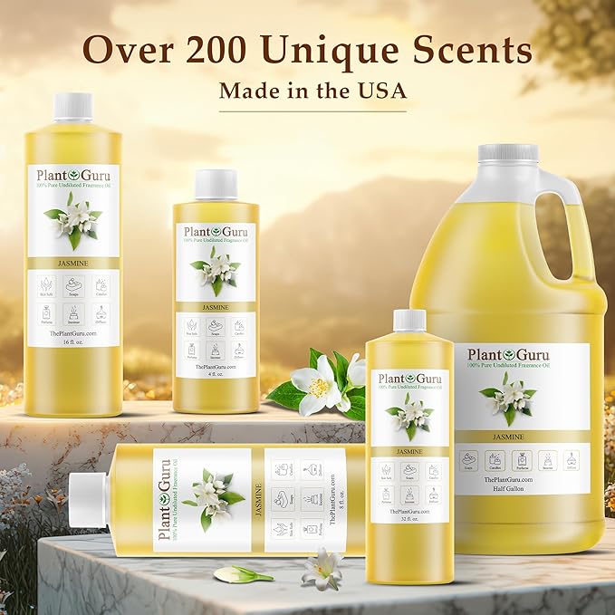 Jasmine Fragrance Oil 4 fl. oz. Scented Oil for DIY Soap Making, Candles, Bath Bombs, Body Butters. Used in Aromatherapy Diffusers, Burners and Warmers. Great Addition to Lotions and Creams.