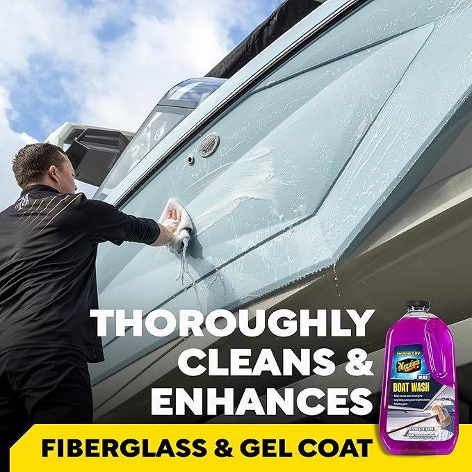 Meguiar's M43 Marine/RV Boat Wash, pH-Balanced Boat/RV Wash for Protecting Fiberglass and Gel Coat, Streak-Free Shine that Keeps Surfaces Clean and Protected, 64 Oz