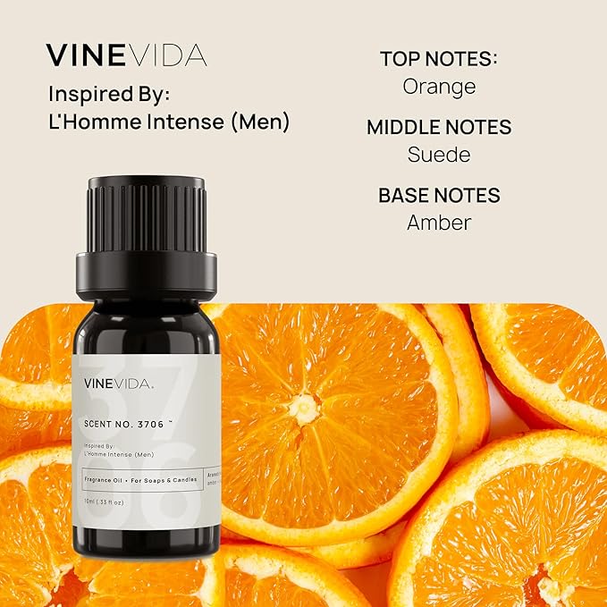 VINEVIDA [0.33 Oz] Inspired by: L'Homme Intense (Men); Fragrance Oil for Candle Making and Soap Making - Premium Candle Scents for Soy Candles