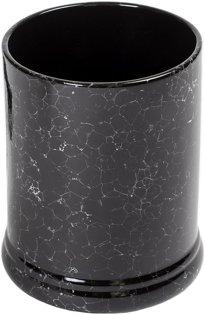 Elanze Designs Glossy Black and Marbled Ceramic Stoneware Electric Large Jar Candle Warmer Set of 2