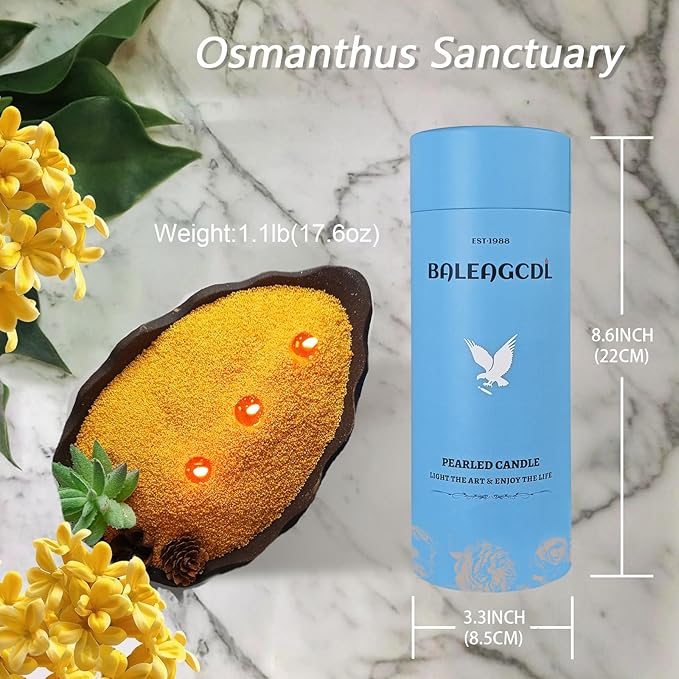Pearled Candles with 30 Wicks -18 Oz YUKCAXDLS Osmanthus Sanctuary Scented DIY Pearleds Wax Refillable for Making Lasts up to 100+ Hours of Steady Burn Smokeless - Dark Yellow