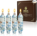 5 inch Short Candle Blue Floral Candle Sticks Printed Candlestick Handmade Unscented Taper Candle 4 Pack Blue Flower Tapered Candles for Home Dinner Wedding Holiday