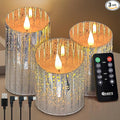 Rechargeable Flameless Candle, Flickering LED Pillar Glass Fake Candle with Remote and Timer, Built-in Battery Real Wax Electronic Candle for Room Decoration, Set of 3