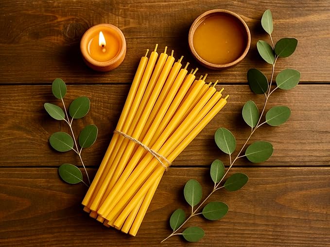 500 Votprof 100% Pure Beeswax Taper Candles ( 6 1/4") Natural Honey Scent