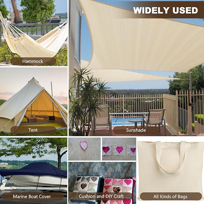1200D Thicken Waterproof Canvas Fabric by The Yard 58" W Water-Resistant Polyester Fabric Heavy Duty Outdoor Upholstery Material for Chair Patio Cushion Furniture Cover Sewing DIY, 15 Yards Ivory