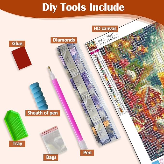 Christmas Candle Ball Star Diamond Art Painting Kits for Adults, Winter Diamond Painting Kits for Adults Beginners, 5D DIY Full Drill Diamond Dot Gem Art Kits for Adult, Home Wall Decor 13.8x13.8 Inch