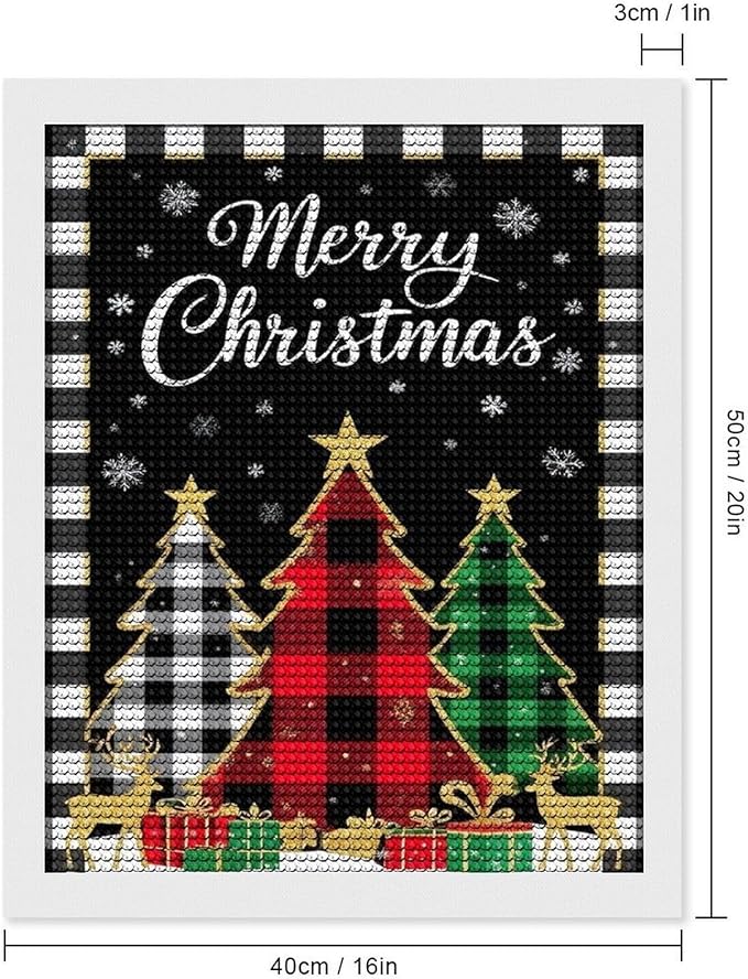 AIVKIEJK Diamond Painting Kits for Adults - Merry Christmas Tree Holiday Painting DIY 5D Full Drill Diamond Dots Paintings with Diamonds Gem Art and Crafts Home Decor 16"x20"