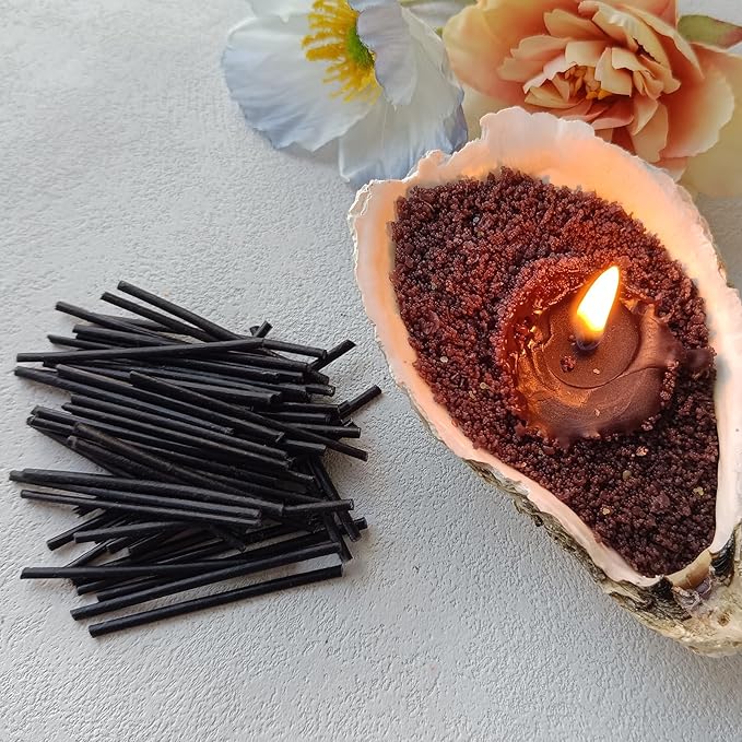 Pearled Candle Cotton Wicks 500-Pack for Sand Candles Making - 2Inch Metal-Free and Lead-Free Refill Sand Wax Wick for Candle Making DIY (Black)