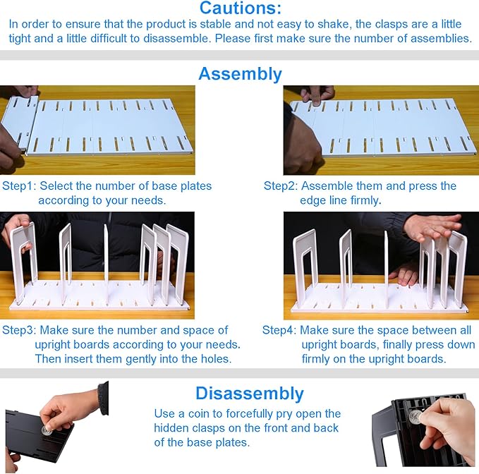 Adjustable Vertical File Sorter Sturdy Plastic Expandable Upright File Holder, Desktop Binder Organizer, School Office File Organizer Bookshelf Divider, Assemble Easily Endlessly, Black