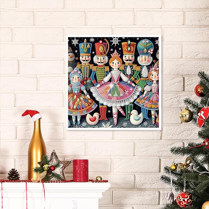 5D Christmas Girl Special Shape Diamond Art Kits for Beginners, Christmas Winter Theme Diamonds Painting Kits for Adults,DIY Crystal Rhinestones Diamond Paintings for Home Wall Decor 12×12Inch