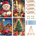 4 Pack Christams Paint by Numbers Kit for Adults with Frame and Wooden Easel, Christams Paint by Number Kit, Acrylic Painting Crafts for Home Decor Gift (7.8x11.8inch Snowman Candle Truck Tree)