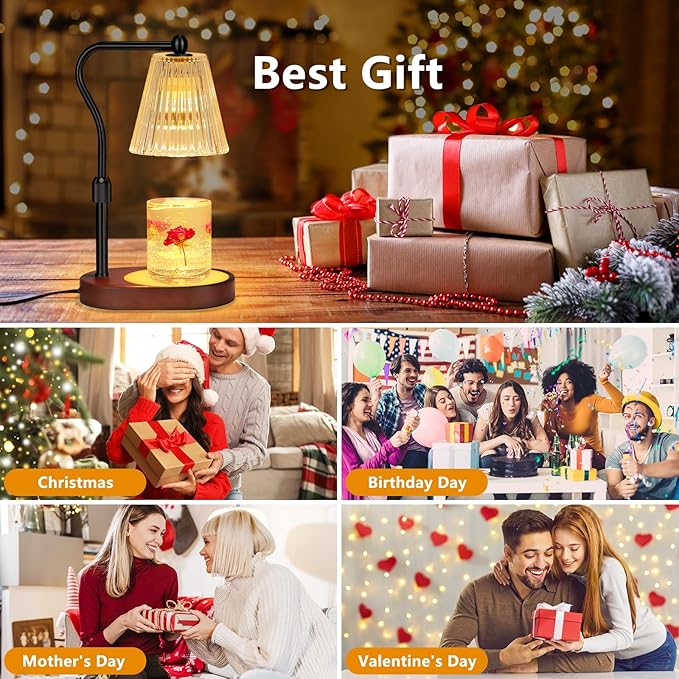 Engpure Candle Warmer Lamp with 7 LED Colors Lamp,Candle Warmer with Timer Dimmer Adjustable Height,Christmas Gift for Women Mom,Birthday Gifts for Women Mom