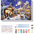Skyboda Christmas Paint by Numbers Kit for Adults Beginners with Frame, Christmas Eve Landscape Adult Paint by Number Kits on Canvas, Easy DIY Oil Painting Kits for Home Decor, 8x12in