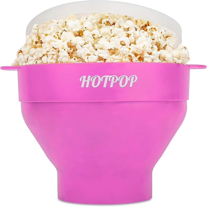 The Original Hotpop Microwave Popcorn Popper, Silicone Popcorn Maker, Collapsible Bowl BPA-Free and Dishwasher Safe- 20 Colors Available (Pink)
