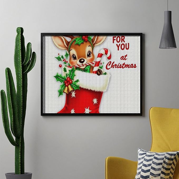 AIVKIEJK Diamond Painting Kits for Adults - Deer Sugar Bell Holiday Christmas Painting DIY 5D Full Drill Diamond Dots Paintings with Diamonds Gem Art and Crafts Home Decor 16"x20"