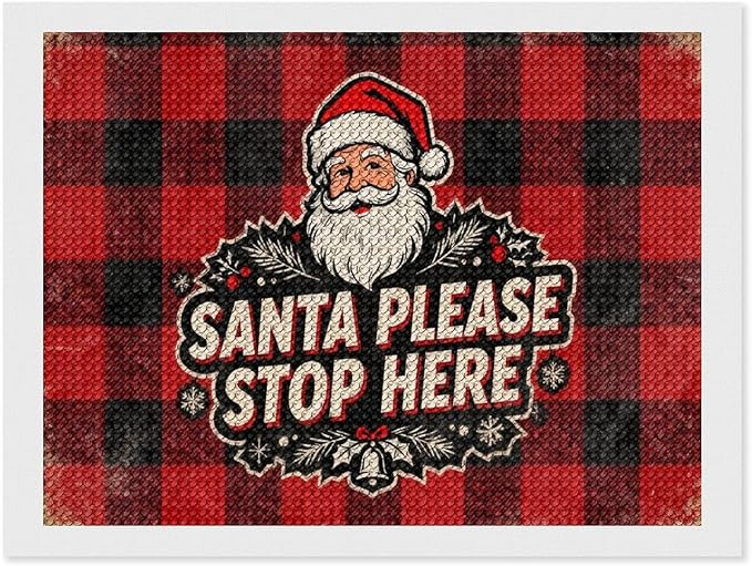 AIVKIEJK Diamond Painting Kits for Adults - Christmas Santa Please Stop Here Painting DIY 5D Full Drill Diamond Dots Paintings with Diamonds Gem Art and Crafts Home Decor 12"x16"