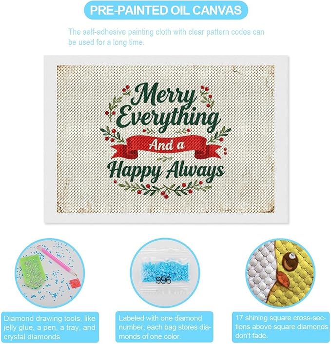 AIVKIEJK Diamond Painting Kits for Adults - Merry Christmas Painting DIY 5D Full Drill Diamond Dots Paintings with Diamonds Gem Art and Crafts Home Decor 8"x12"