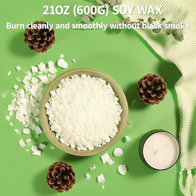 Aeraroma Candle Making Kit for Adults, Soy Candle Making Kit for Beginner - DIY Starter Candle Making Supplies with 900ml Candle Make Pouring Pot & Glass Jars, Perfect for Home Decorations