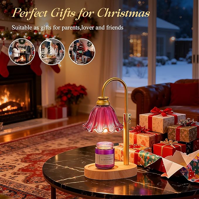 Candle Warmer Lamp with Timer & Dimmable 4-Level Brightness - Adjustable Height,for New Home Bedroom, Gifts for Women (Pink)