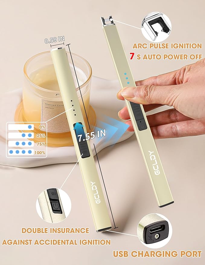 Electric Candle Lighter, Gifts for Her/Him, USB Arc Rechargeable Windproof Long Lighter for Candle, Best Stocking Stuffers 2025, Birthday Gift for Women Men Mom Wife Sister,Gift for Sister