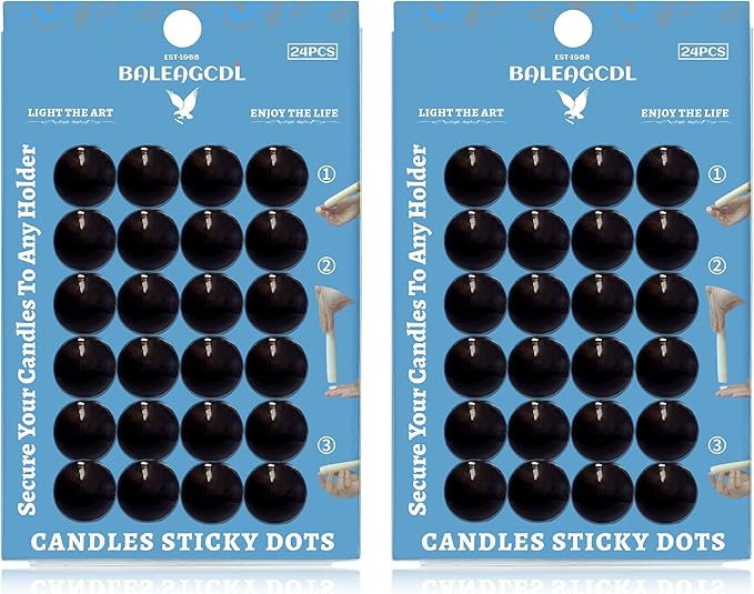 Candle Sticky Dots - Black Wax Candle Adhesive Dots - Unscented Cire Adhesive for Secure Candle Placement - Easy Clean for DIY Projects - Pack of 48