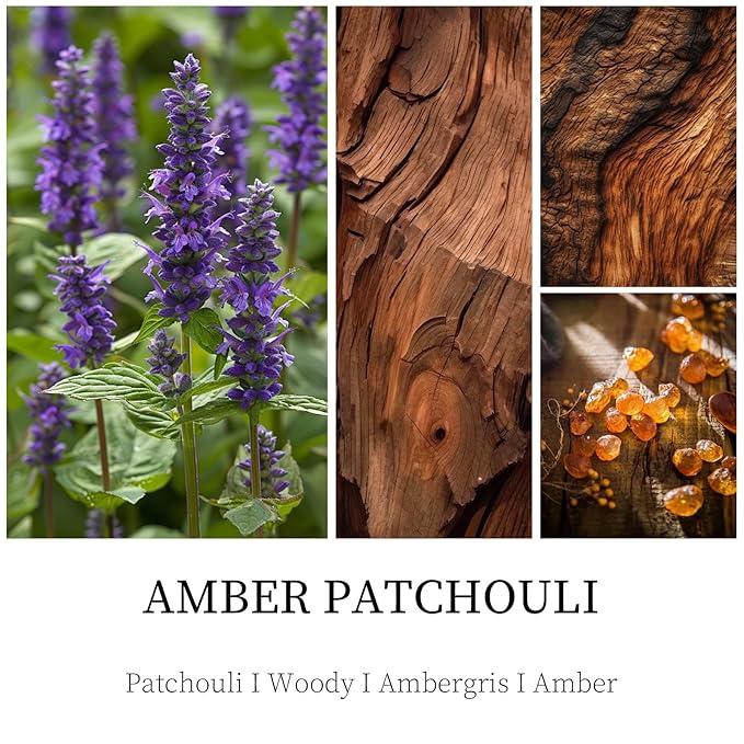 Amber Patchouli Candle, 7 oz Scented Candle for Men, Soy Candles for Home Scented, Masculine Jar Candle for Him, 50 Hours Burning Time Mens Candle Gift for Boyfriend, Father, Birthday Present Giving