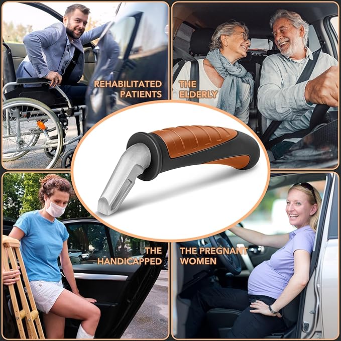 Car Door Handle for Elderly Car Handle Assist Support, Portable Auto Grab Handles for Handicap Seniors, Black and Orange