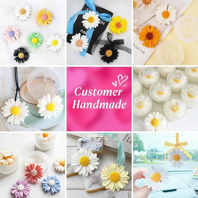 2Pcs Daisy Silicone Candle Flower Wax Mold Silicone for Candles Resin Making Molds Moldes De Silicona para Hacer Velas Artesanales De Silicona,for Making Mothers Day Gifts for Mom Daughter