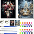 NEGEKFKX 2 Pack Christmas Paint by Numbers Kit for Adults Beginner with Framed,Jesus Easy Adult Paint by Number Kits on Canvas DIY Painting for Beginners Art by Numbers for Home Wall Decor 10x12 Inch