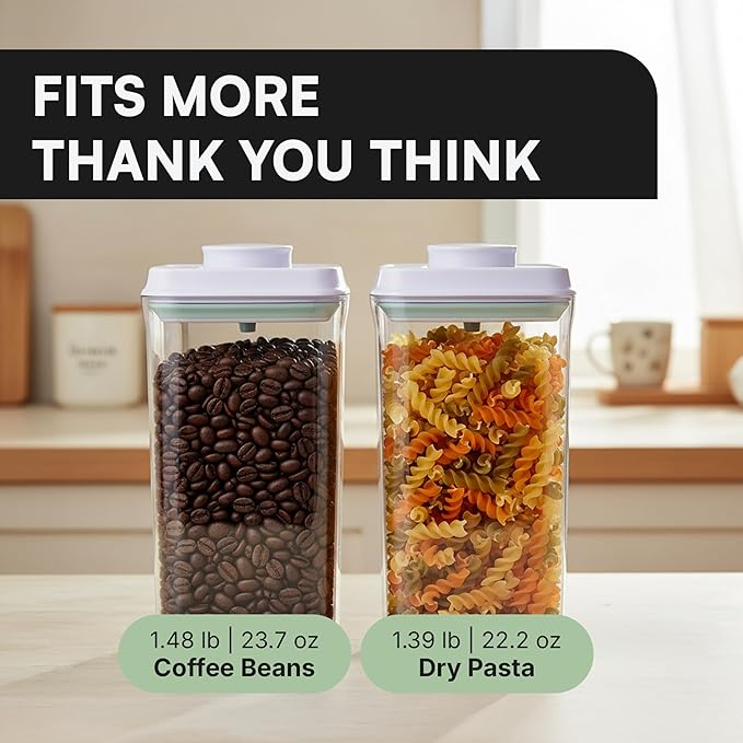 Bop Top Airtight Food Storage Containers with Lid 8 Cups / 67 oz | Kitchen Canister Sets | Air Tight Pantry Container | Pop Top Dry Food Storage Containers for Snacks, Sugar, Flour, Baking, Pasta