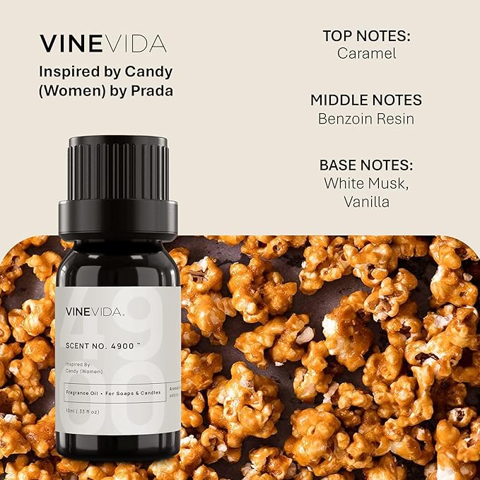 VINEVIDA [10mL] Candy (Women) Fragrance Oil for Candle Making - Natural Candle Oil Scents - Soap Making Essential Oil - Made in USA