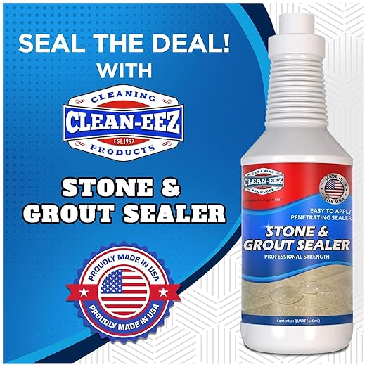 Clean-EEZ Grout Sealer - Protect Your Floors and Showers from Stains - Natural Stone Safe - Water and Oil Shield - Large 32 oz Bottle