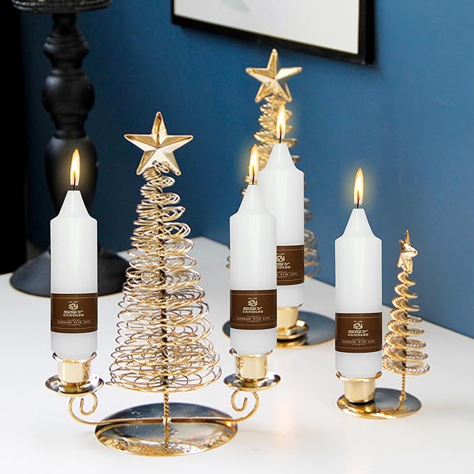 5 Inch White Spell Candles Short Taper Candle Vigil Candle Chime Candles 4 PCS for Religious Faith Prayer and Meditation