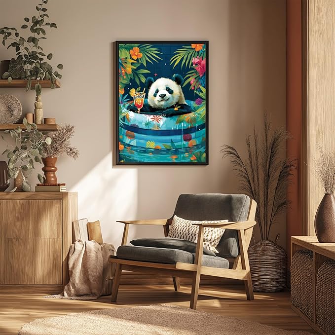 Reivworl Panda Diamond Art Kits for Adults, Panda Diamond Painting Kits, 5D Gem Art Kit for Gifts and Home Interior Decor 12x16 Inch