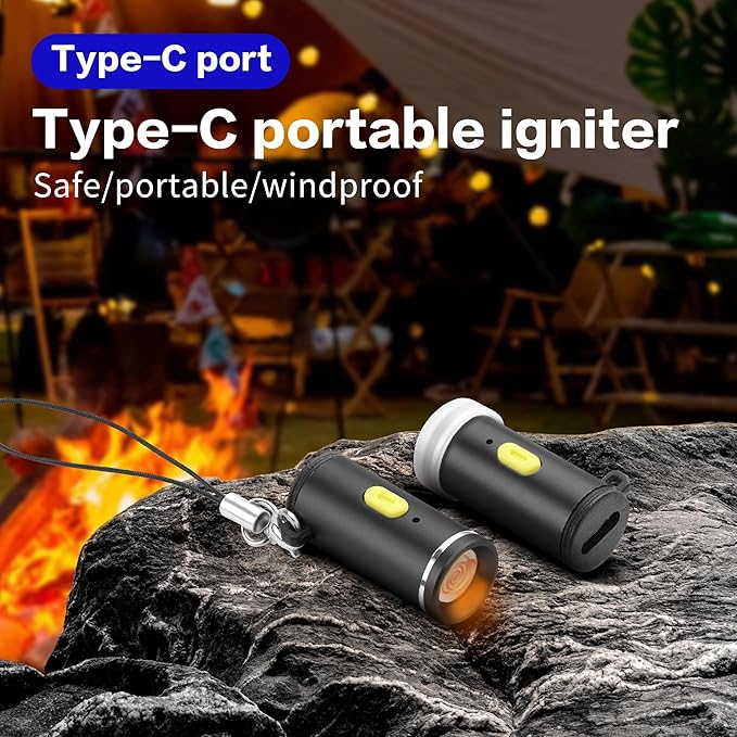YAODHAOD Electric Lighter USB C, Windproof Flameless Arc Lighter, 2-Pack (Black)