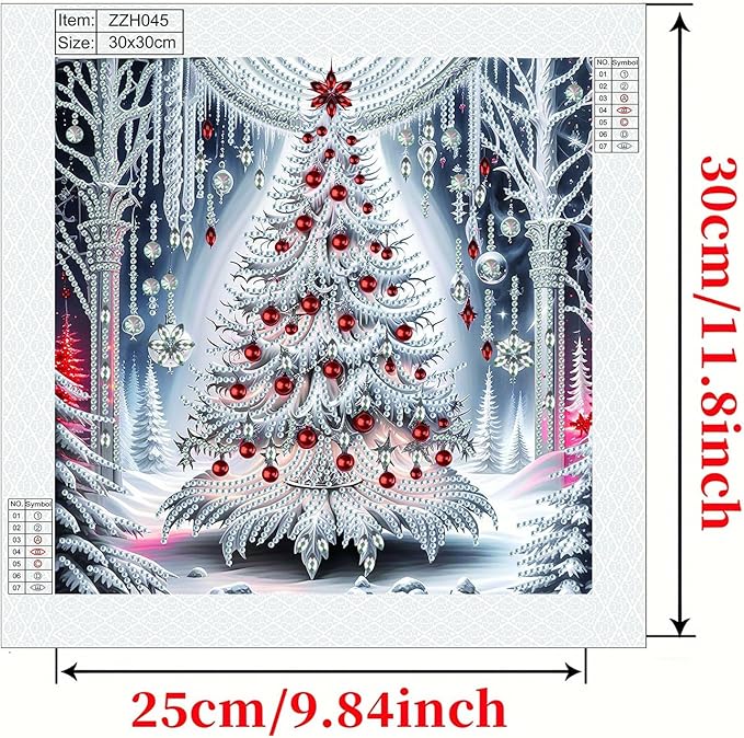 Christmas Tree 5D Special Shape Diamond Art Kits for Beginners, Christmas Winter Theme Diamonds Painting Kits for Adults,DIY Crystal Rhinestones Diamond Paintings for Home Wall Decor 12×12Inch