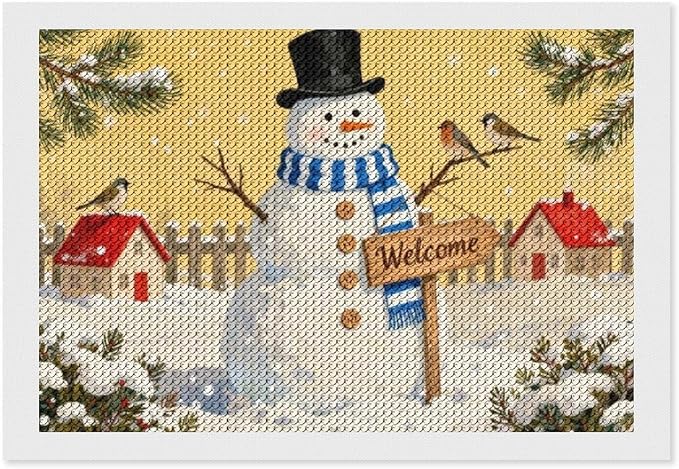 AIVKIEJK Diamond Painting Kits for Adults - Christmas Welcome Snowman Winter Christmas Painting DIY 5D Full Drill Diamond Dots Paintings with Diamonds Gem Art and Crafts Home Decor 8"x12"