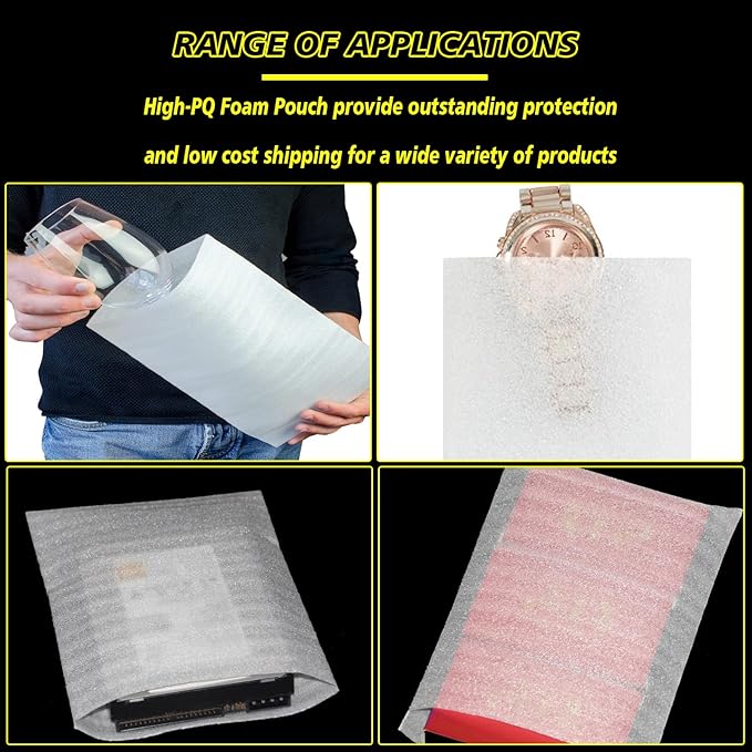 8'' x10'' Cushion Foam Pouches, 50Pcs Packing Cushioning Supplies for Moving, Foam Wrap Pouches Protect Fragile Items, Cushioning Foam Padding for Packaging Dishes/China/Cups/Plates/Mugs
