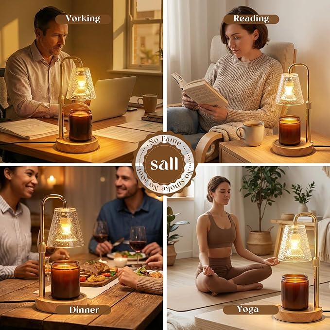 Glimra Candle Warmer Lamp Electric Timer,Candles Wax Melt Lamp for Jar Candles,Adjustable Candle Warmer Birthday Gifts,for Mom Women Friend Sister,Office Apartment Dorm Room Home Decor Amber