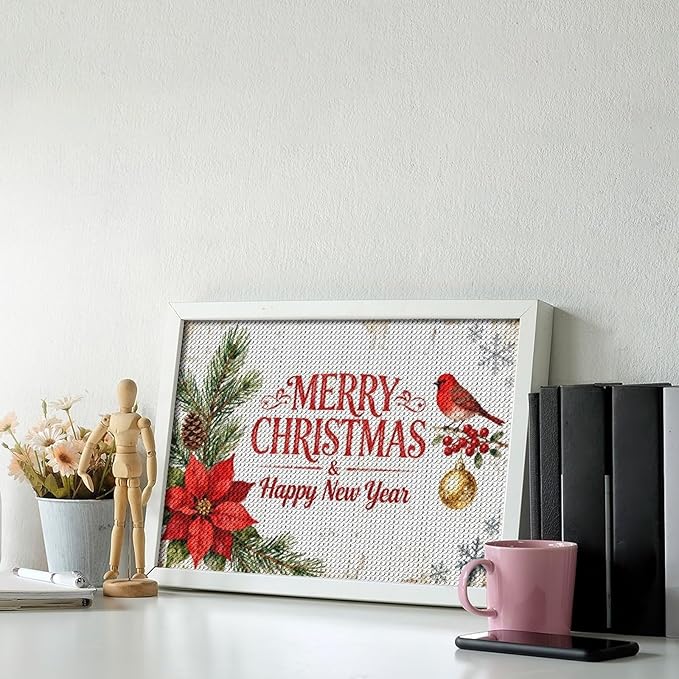 AIVKIEJK Diamond Painting Kits for Adults - Merry Christmas & Happy New Year Painting DIY 5D Full Drill Diamond Dots Paintings with Diamonds Gem Art and Crafts Home Decor 8"x12"
