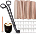 200 Pcs Wooden Candle Wicks for Candle Making, 5.1 x 0.5 Inch Natural Wood Wicks with Metal Base, Smokeless Crackling Wicks for DIY Soy Wax & Paraffin Candles (100 Sets)