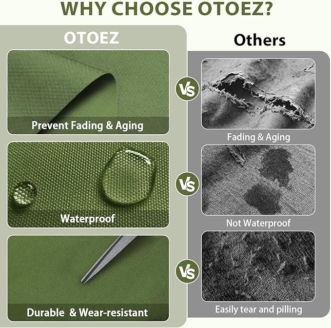 OTOEZ 600D Waterproof Canvas Fabric by The Yard, Fade & UV Resistant Outdoor Upholstery Material 58" W Water Resistant Cordura Fabric for Marine Boat Awning Tent Chairs DIY, 1 Yard Grass Green