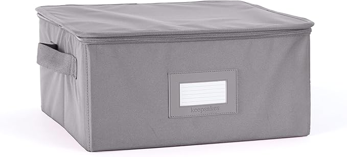 Covermates Keepsakes Zip-Top Storage Box Set, 3 Pack Heavy Duty Polyester Organizer Bins, Stackable Design, ID Window, Reinforced Handles, Closet Home Storage, Graphite